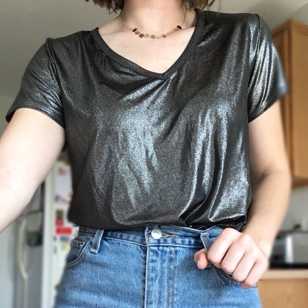 Dark grey metallic blouse